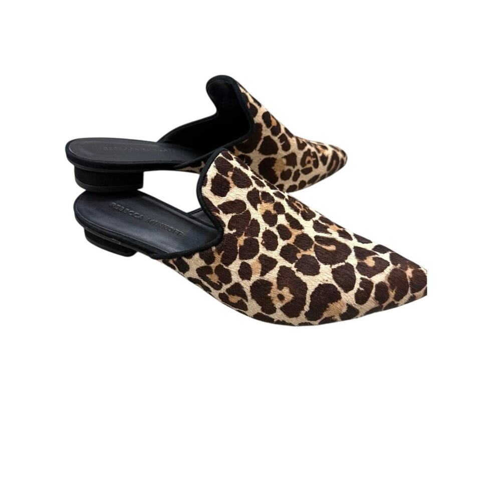 Rebecca Minkoff 8 Chamille Too leopard print pony cow hair mules 3468